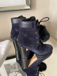 Reduced! Authentic JIMMY CHOO Navy Suede Boots. Size 7.5