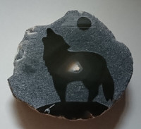 Vintage Rare Sliced Geode Crystal  Paperweight 'Wolf Howl