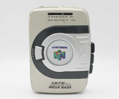 Vintage Nintendo Branded N64 cassette tape player stereo system AM/FM radio external speakers Bass B...