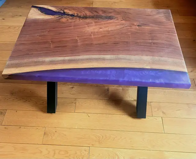 Walnut End Table with Purple Resin in Other Tables in Ottawa - Image 2