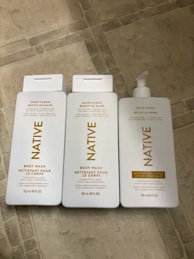 Native sugar cookie body wash and lotion, View more
