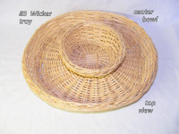WICKER TRAY WITH CENTER BOWL HOLDER, 32 CM