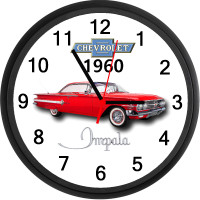 1960 Chevy Impala (Roman Red) Custom Wall Clock - Brand New