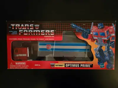 Relive your childhood with this Transformers Optimus Prime G1 TRU reissue, a faithful recreation of...