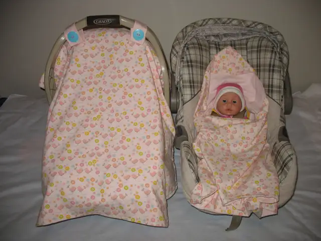 Baby Carseat Canopy with Baby Carseat Blanket-Wrap Set $70 in Strollers, Carriers & Car Seats in Cornwall - Image 10