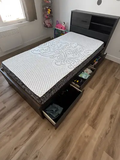 lit capitaine simple avec matelas et rangement , View more