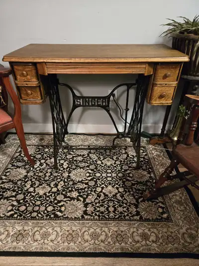 Antique Refinished Singer Sewing Machine Hallway Stand  , View more