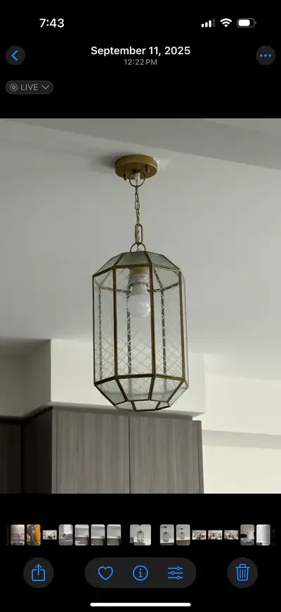 2 Brass & Glass Pendant Lights – $200 for Both, View more