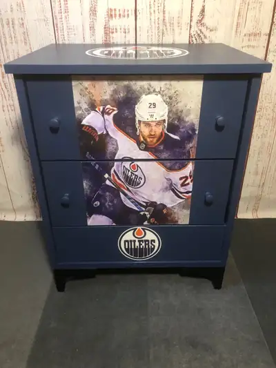 Really Awesome Oilers Inspired Refinished Nightstand , View more