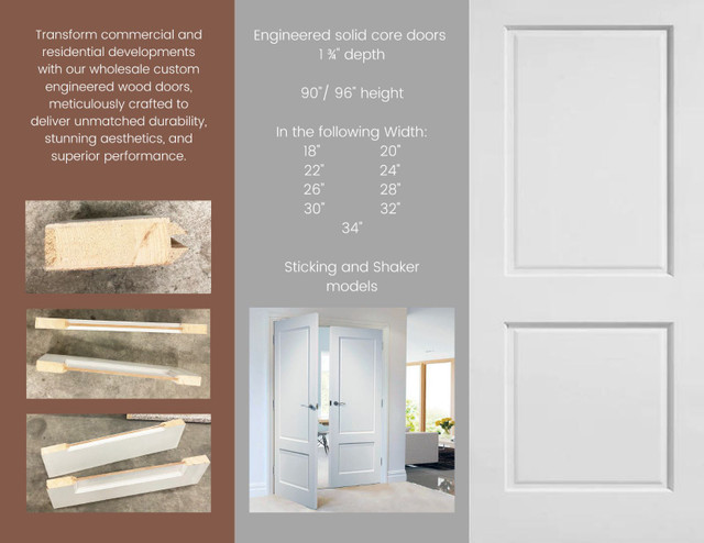Engineered Solid Core Doors (Bulk) in Windows, Doors & Trim in Markham / York Region - Image 2