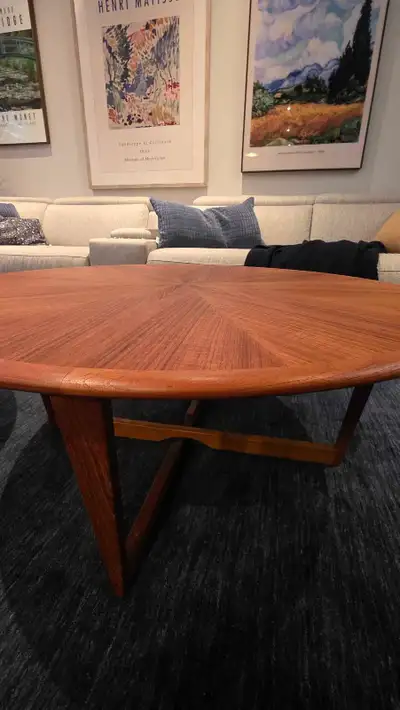 MCM vintage Teak Starburst round coffee table , View more