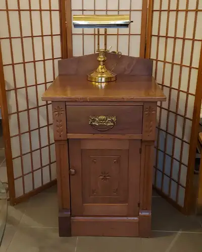 antique wooden side table/cabinet, View more