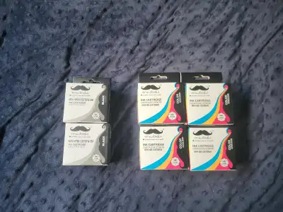 2 cartouches d'encre HP 94(noir) remanufacturé de marque Moustache. 4 cartouches d'encre HP 95(coule...