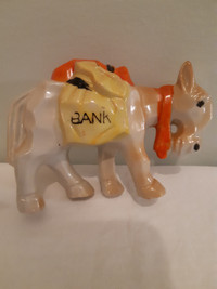 VINTAGE HAND PAINTED FIGURAL DONKEY TOY MONEY PIGGY BANK JAPAN