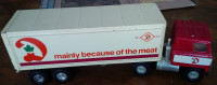Vintage Ertl Tin Dominion Stores Tractor Trailer approx 22" Long