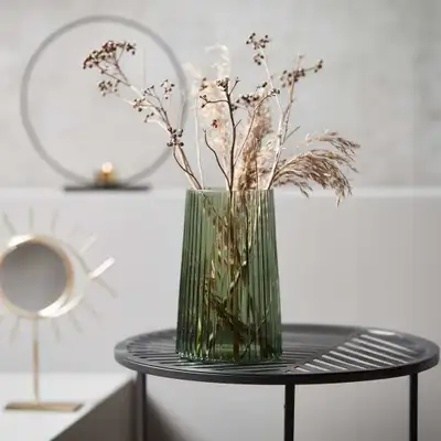 Set of 9 NEW Ribbed Glass Vases - Green JYSK ROY Vases, View more