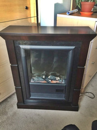 NEW - Dark Brown Portable Electrical Fireplace (89x73x25cm)