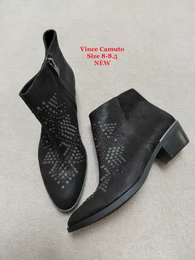 Vince Camuto Women's NEW Black Booties zipper & metal accents, View more