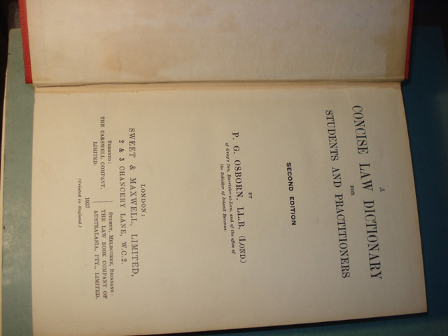 Concise Law Dictionary (antique) in Other in Comox / Courtenay / Cumberland - Image 4