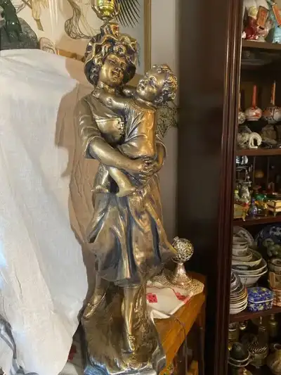 Antiques Gold Gilded Chalkware Figural Table Lamp 39 inch High w, View more