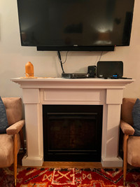 white electric fireplace