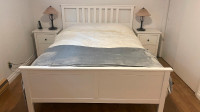 Lit en bois IKEA blanc crème + 2 têtes de lit en bois massif