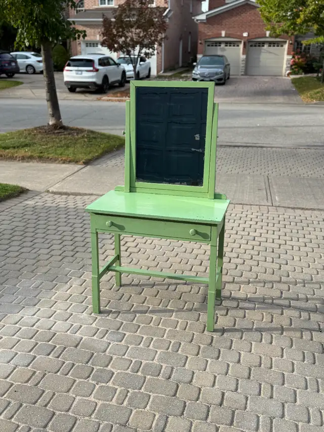 Berkey & Gay Vanity with Tilting Mirror - Antique, Painted Green