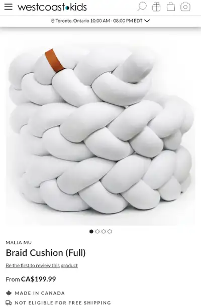 White braid cushion for crib, View more