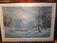 Peinture paysage d'hiver