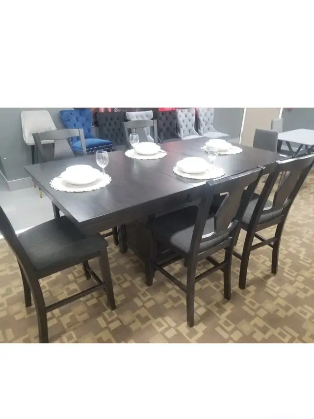 NEW- Grey Solid Wood Butterfly Leaf Dining Table Set With Bench in Dining Tables & Sets in Markham / York Region - Image 4