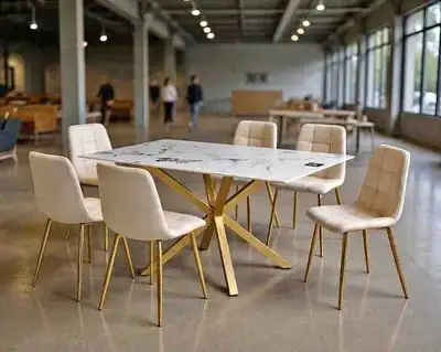 Modern six seater dining set with marble table , View more