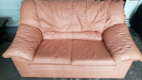 All Leather Loveseat Salmon Coloured