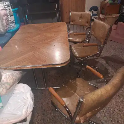 Dining Table 4 chairs with casters for quickness to eating table, View more