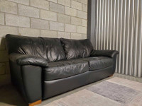 Ikea Black Leather Sofa Lounge 