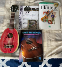 Watermelon Ukulele +books and coloured strings