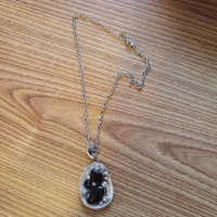 Unique black jewel and rhinestone costume jewelry necklace