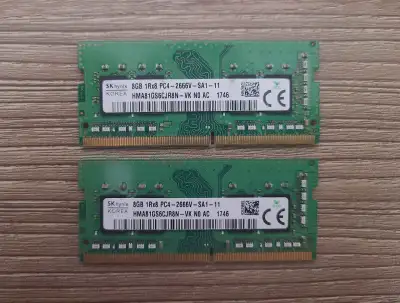 Hi There, selling my SK Hynix DDR4 SODIMM laptop 16GB (2x8GB) 2666Mhz RAM. Tested and taken out of a...