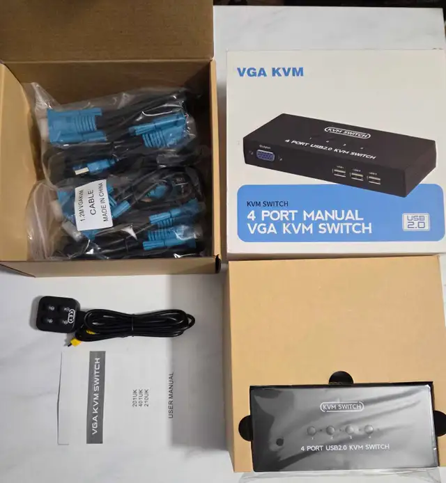 VGA KVM Switch 4 Port, USB VGA KVM Switcher for 4 Computers Sha in Cables & Connectors in Markham / York Region - Image 8