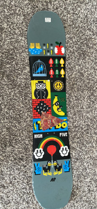 K2 120 cm snowboard with pizza  stomp pad 