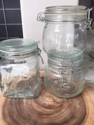 3 of Clear Glass Jar Container Lid silicone seal 5.50"H x 4.25", View more