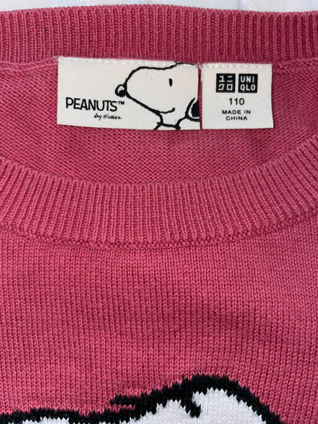 Uniqlo Kids Snoopy Cotton Sweater - Size 110cm or 4T in Clothing - 4T in City of Toronto - Image 3