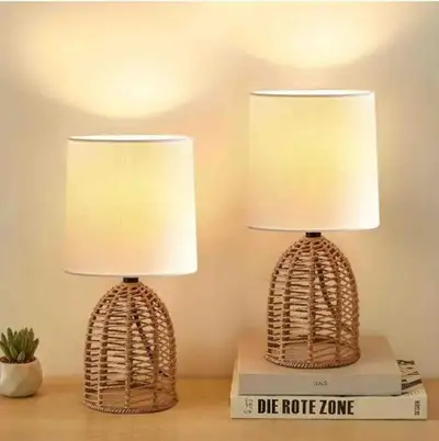 EJIAXIN Rattan Boho Lamp, 13.75" Mi, View more