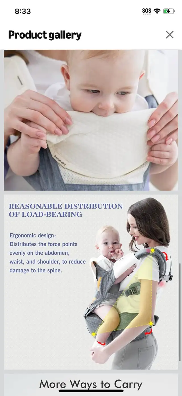 New-Bellababy Multifunction Baby Carrier Hip Seat in Strollers, Carriers & Car Seats in Mississauga / Peel Region - Image 3