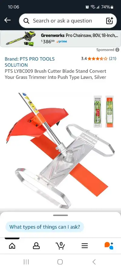 PTS LYBC009 Brush Cutter Blade Stand converts your grass trimmer into a push type new sealed $10 FIR...