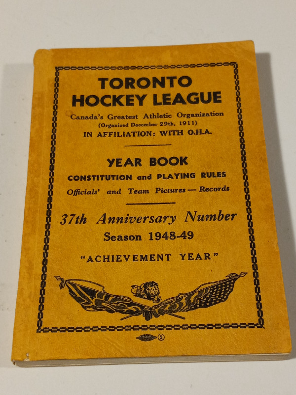 Vintage Rare Toronto Hockey League Year Book Season 1948/49 EX in Arts & Collectibles in Trenton
