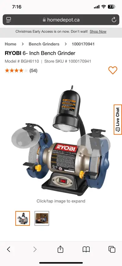 Brand new Ryobi 6” Bench Grinder. New and unopened in box. $80 If you are reading this then the grin...