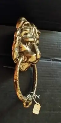 Solid Brass Heavy Golden Lion Head Door Knocker