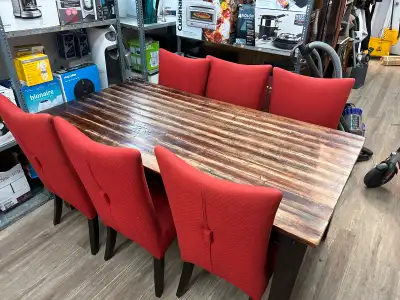 Rustic wood kitchen table with 6 chairs , View more