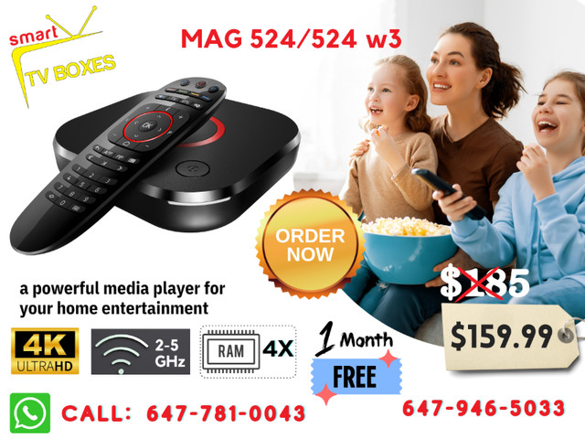 Limited Time Offer! MAG 524/524w3 IPTV Boxes on Sale dans Appareils électroniques  à Région de Mississauga/Peel