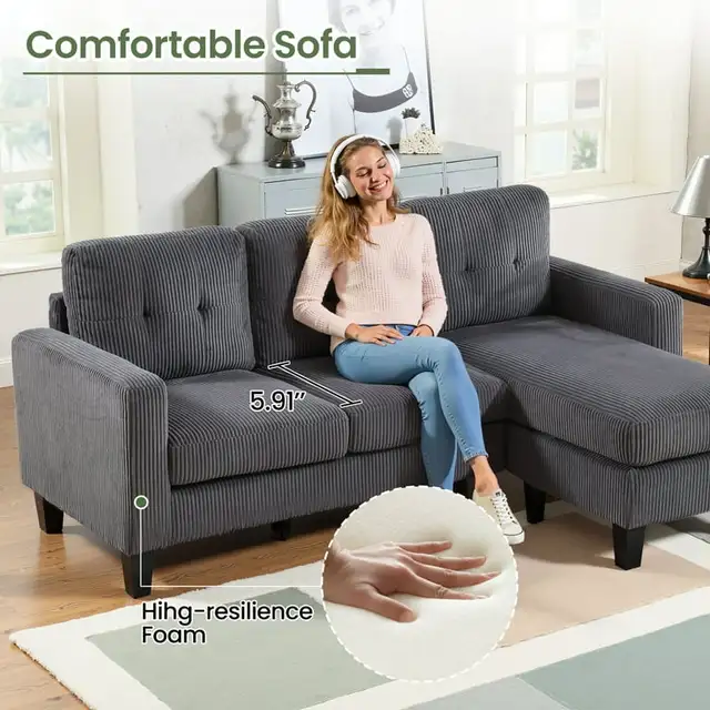 Discount Crodoury Modern Sectional Sofa Reversible Ottoman Set in Couches & Futons in Kingston - Image 4